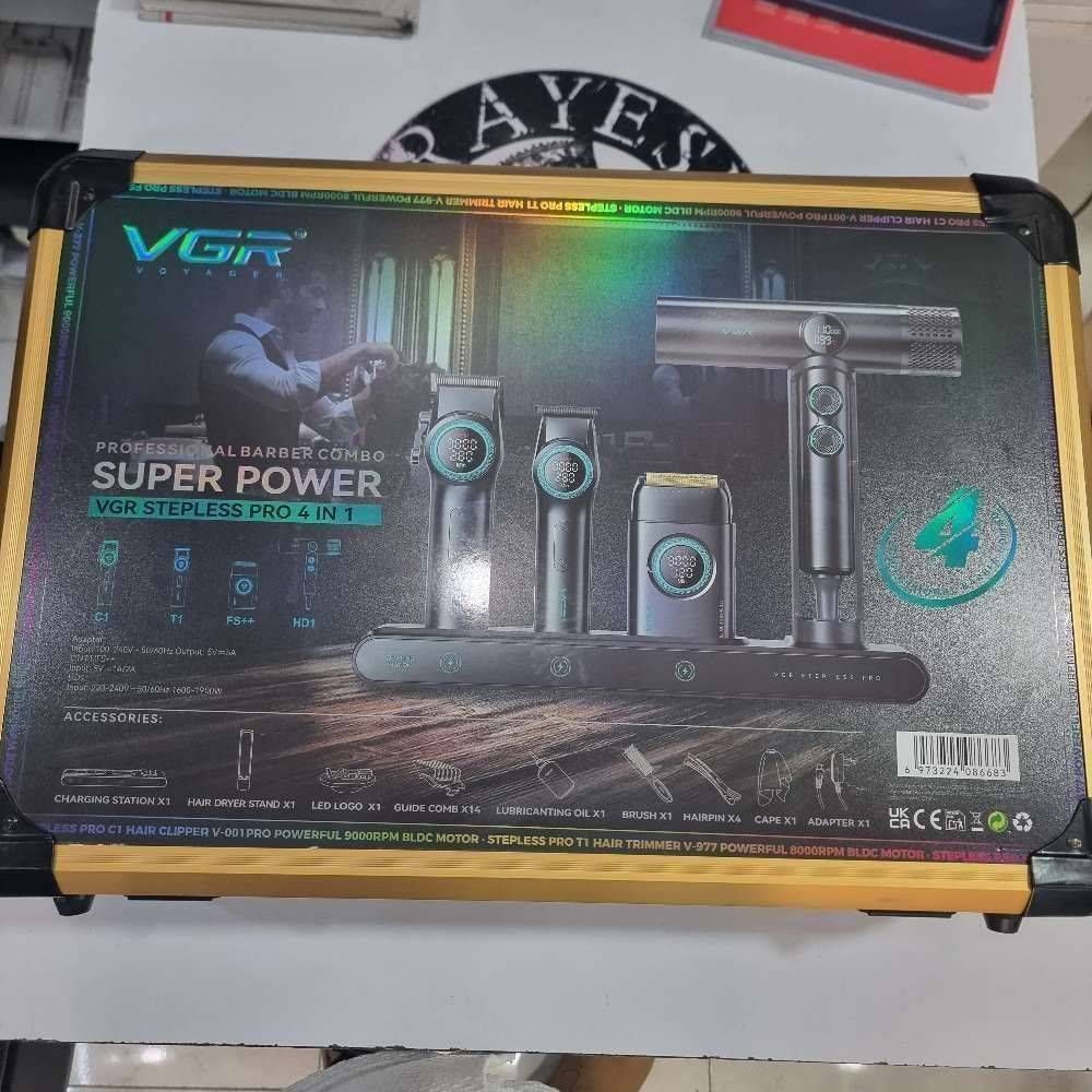 ماشین اصلاح حرفه‌ای VGR SUPER POWER Stepless Pro 4-in-1